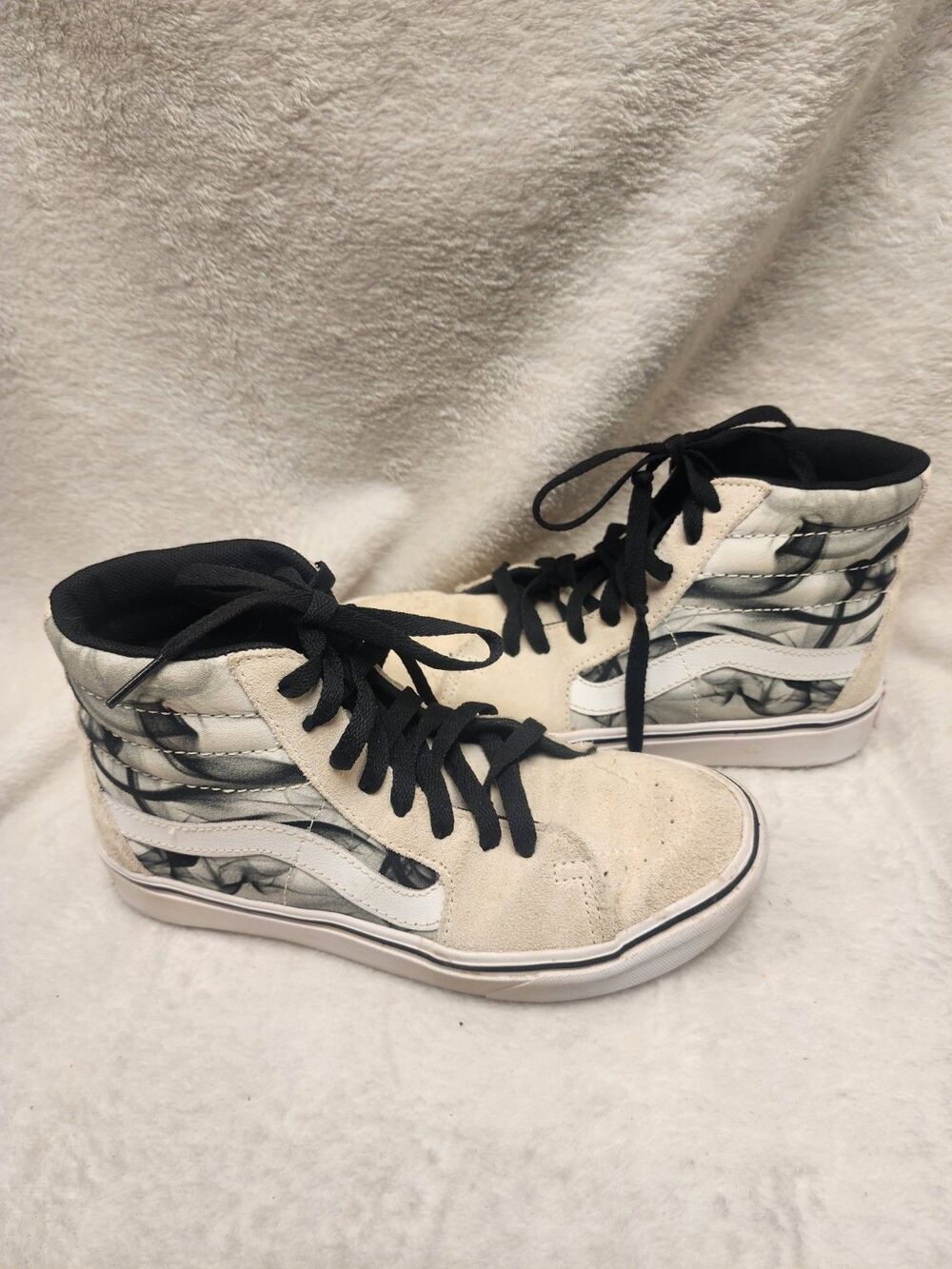Vans Sk8-Hi Tan Gray Black Smoke Graphic High Top Sneakers Mens 4.5 Womens 6
